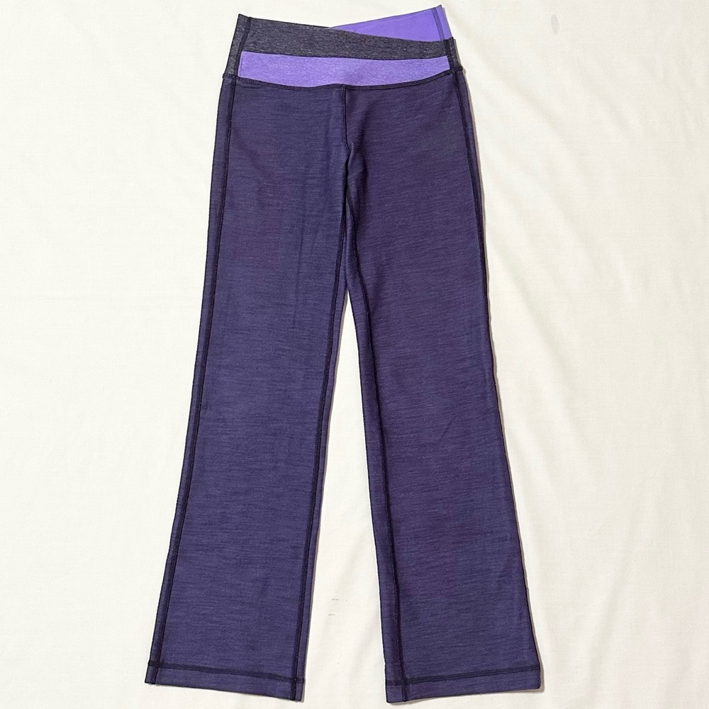 Lululemon Athletic V-Waist Purple Textured Stretch Pant Flare Leggings - 2
